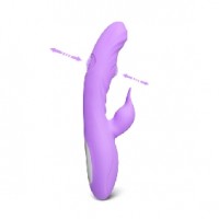 Rabbit Vibrator with Double Tapping Function, 7 Tapping & 7 Vibrating Functions, Silicone, PURPLE